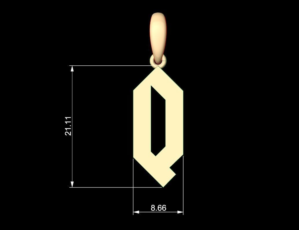 Initial Letters Pendant Squealer Q 3D print model_4