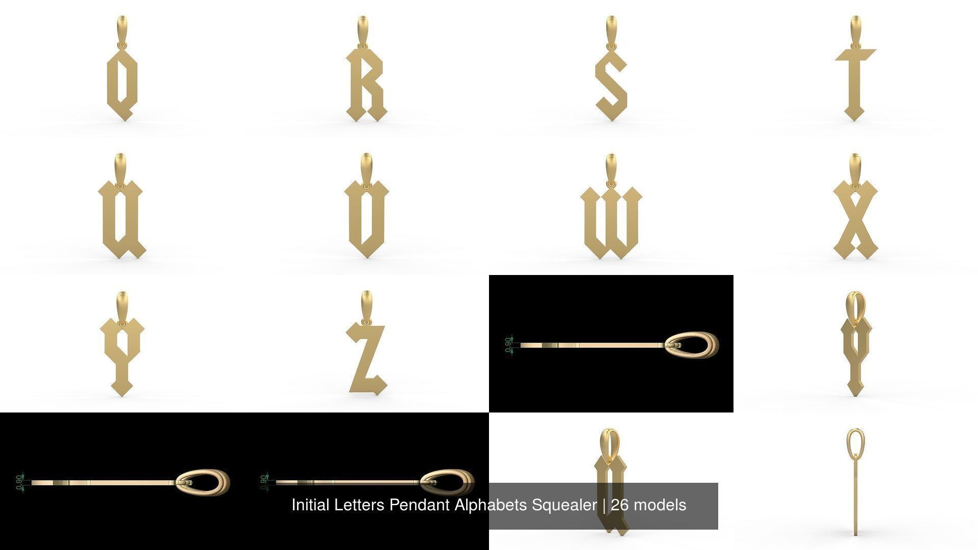 Initial Letters Pendant Alphabets Squealer 3D Model Collection_2