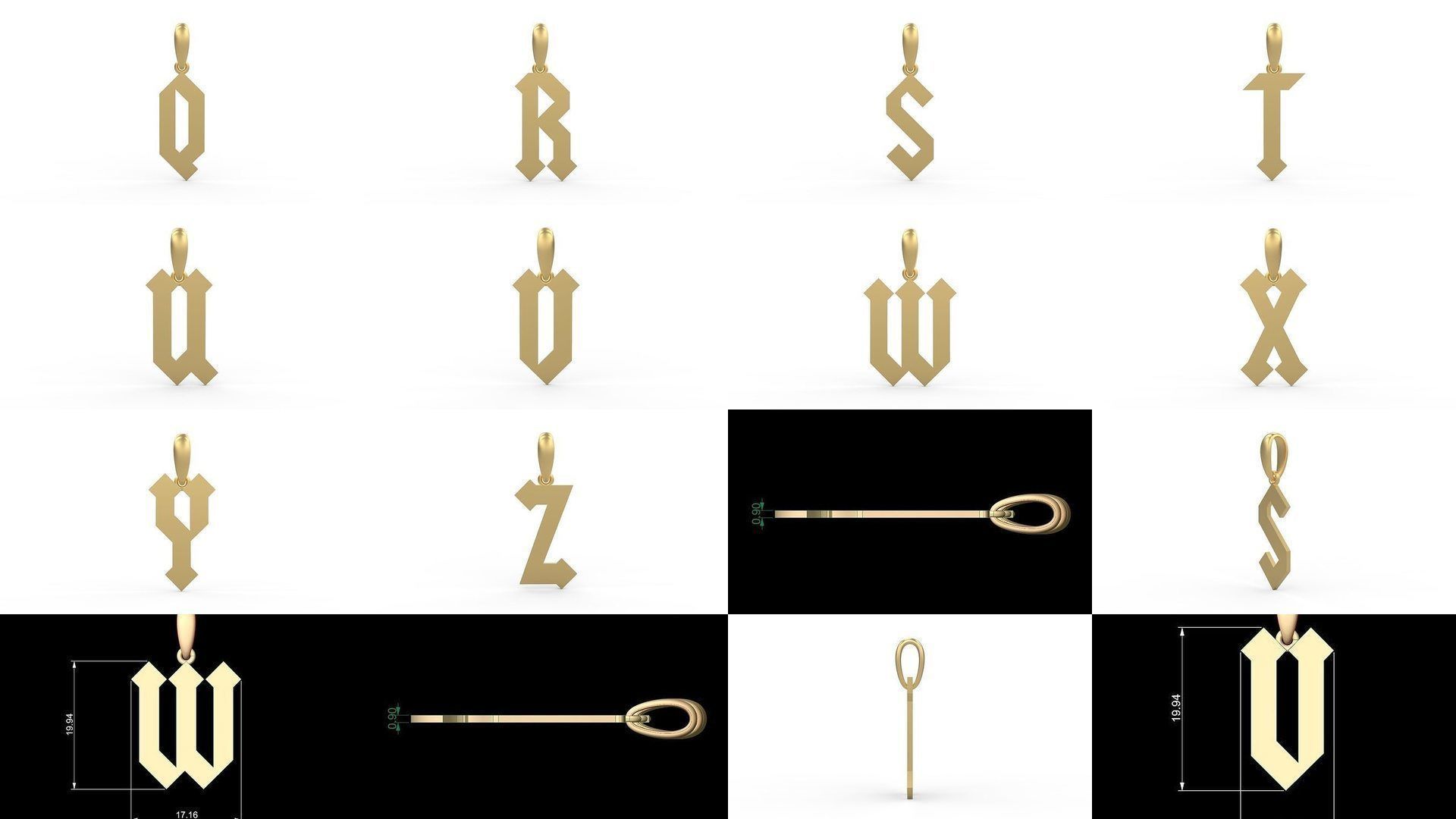 Initial Letters Pendant Alphabets Squealer 3D Model Collection_1