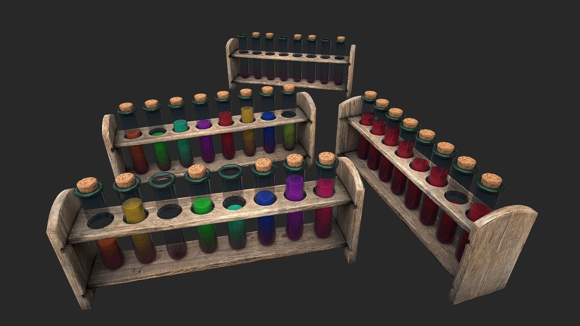 Test Tube Rack Pack Low-poly 3D model_4