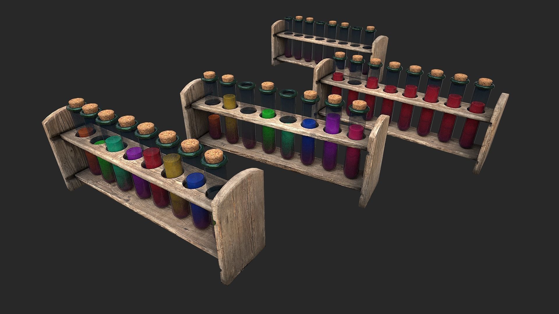 Test Tube Rack Pack Low-poly 3D model_2