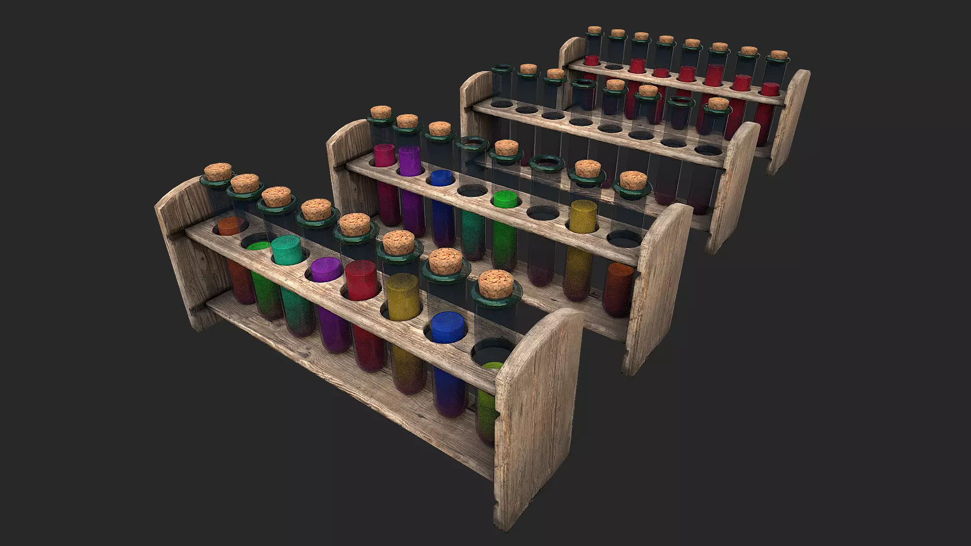 Test Tube Rack Pack Low-poly 3D model_0