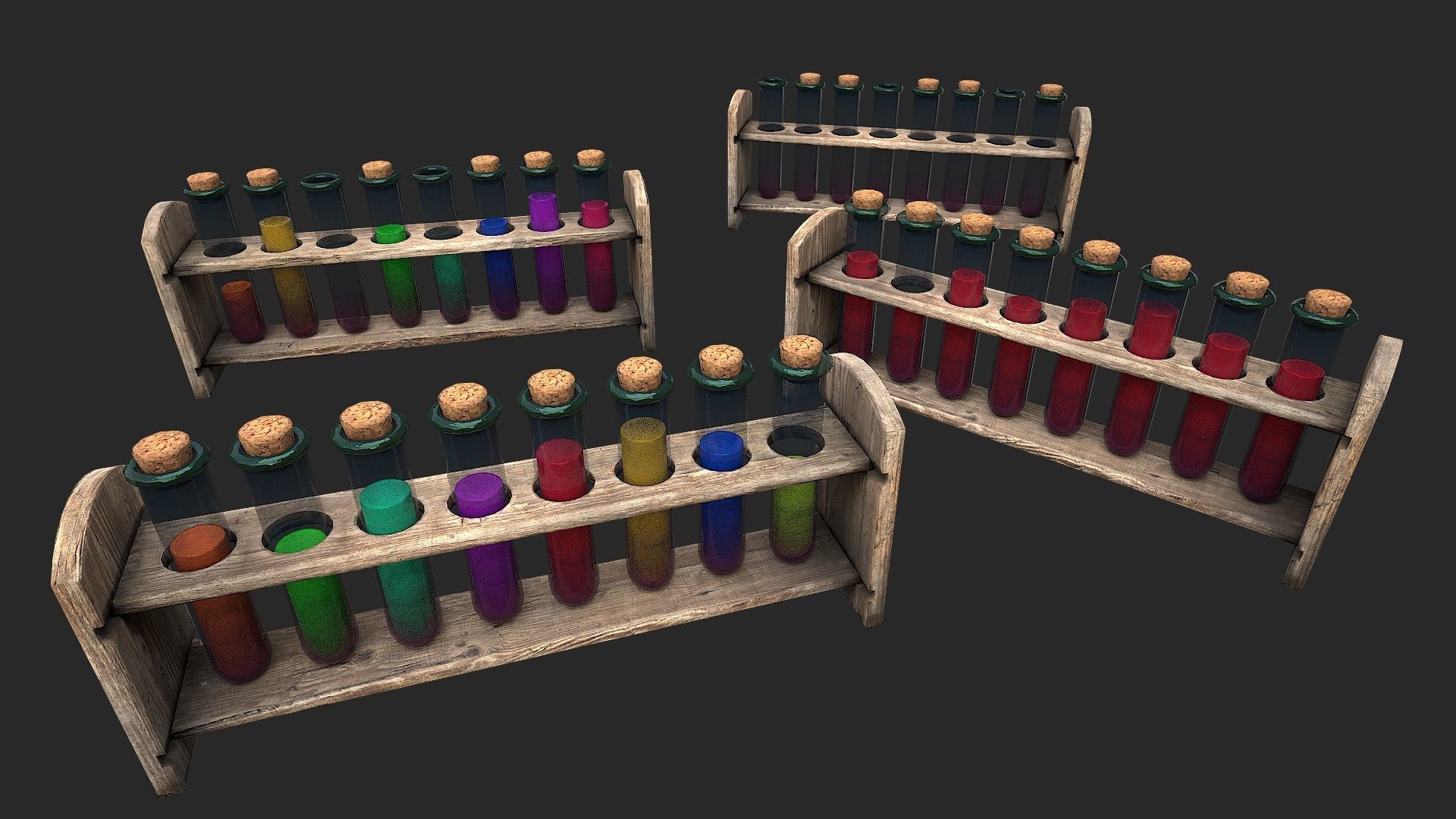 Test Tube Rack Pack Low-poly 3D model_3