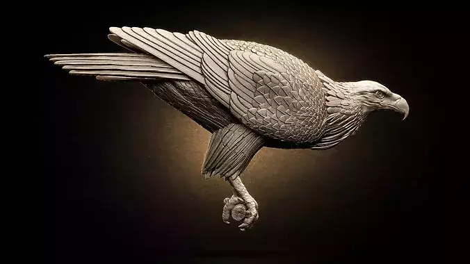 Eagle 3D Model  Realistic Eagle Sculpture STL