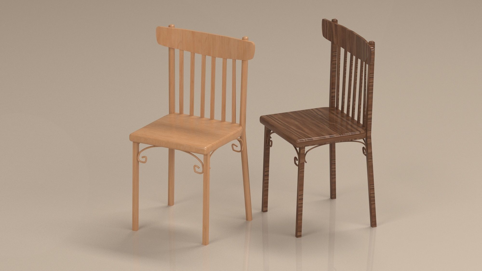 set of chairs Low-poly 3D model_3