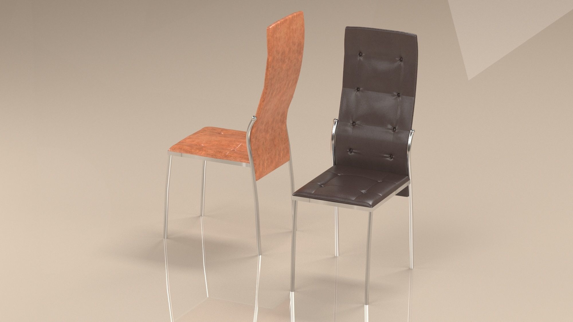 set of chairs Low-poly 3D model_16