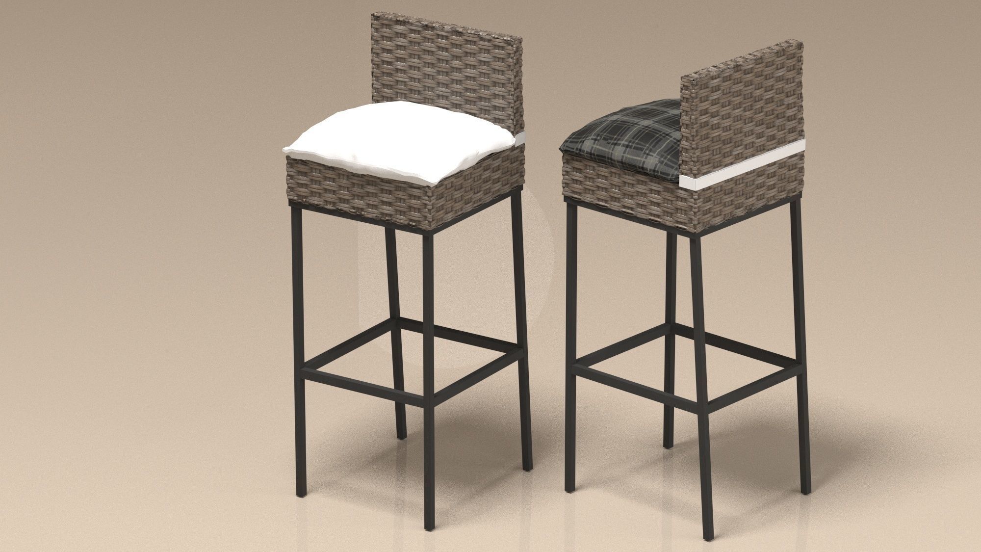 set of chairs Low-poly 3D model_14