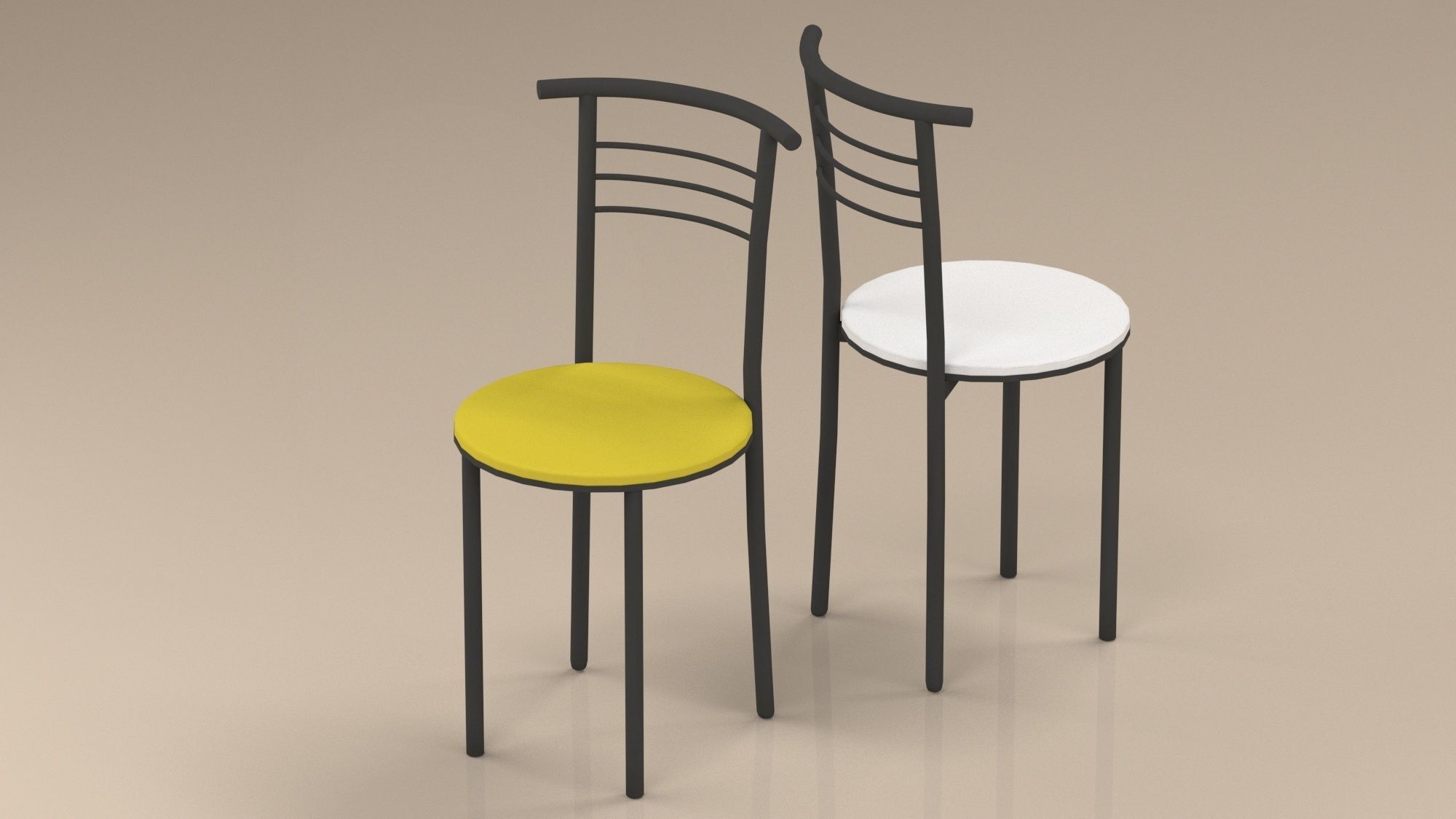 set of chairs Low-poly 3D model_1