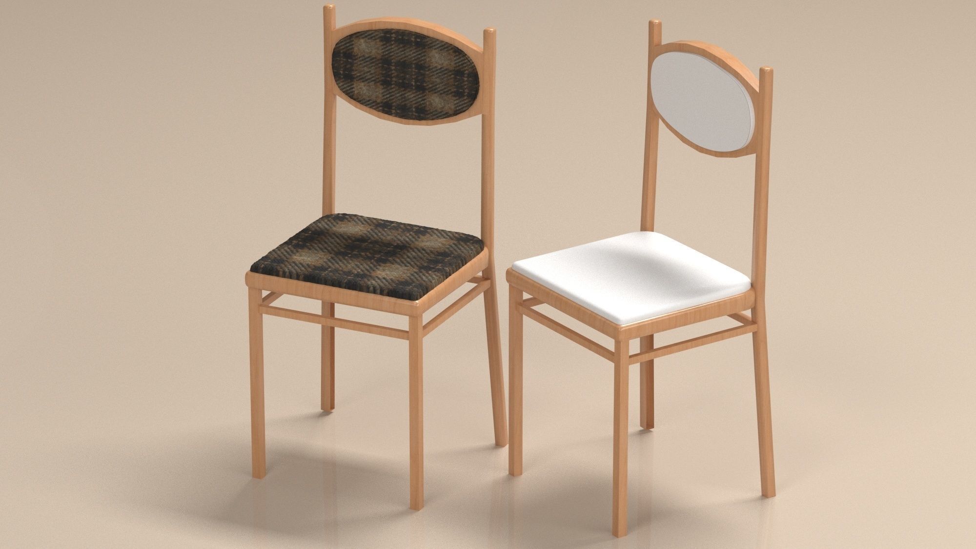 set of chairs Low-poly 3D model_5