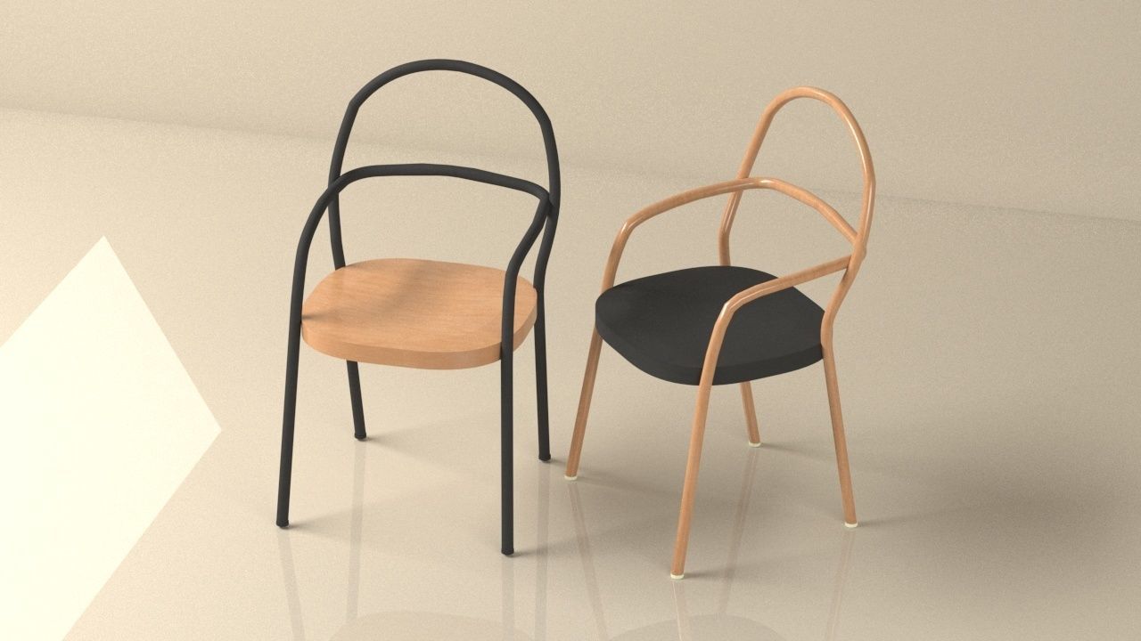 set of chairs Low-poly 3D model_13