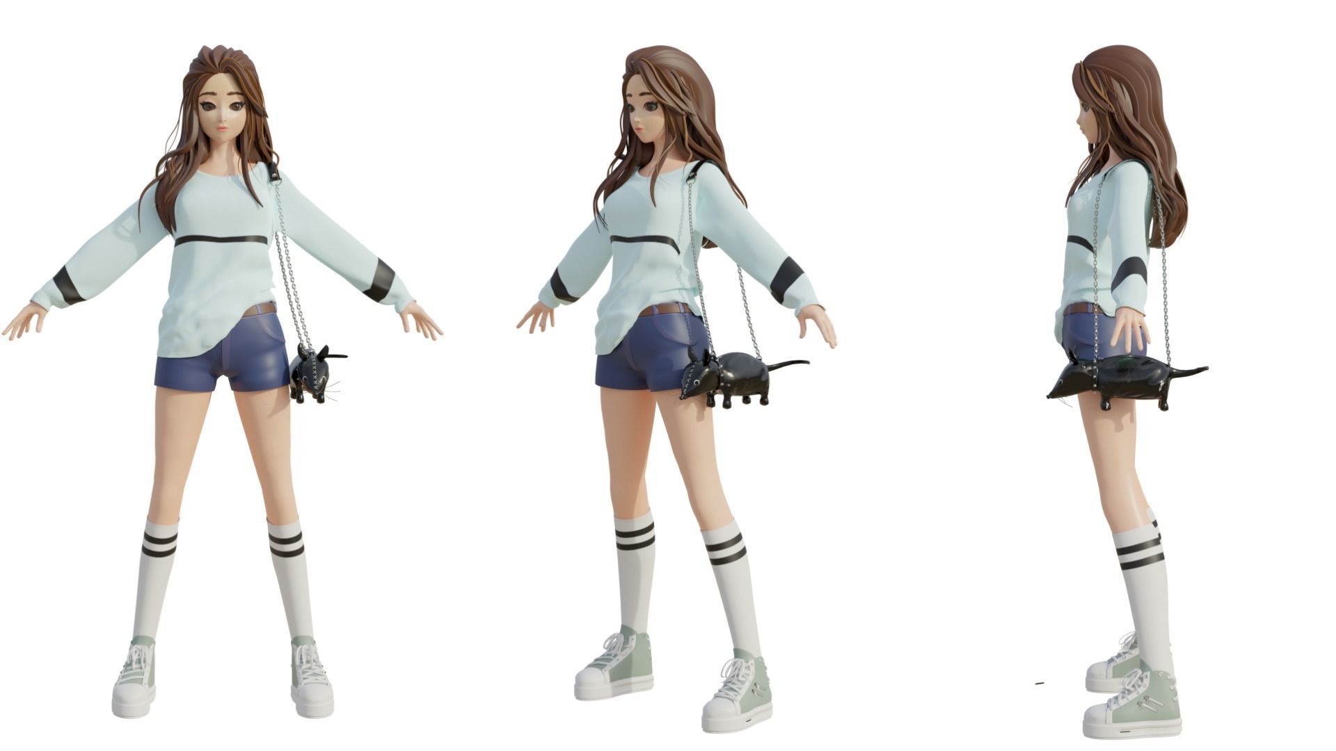 Cute black bag v12 no character 3D model_1