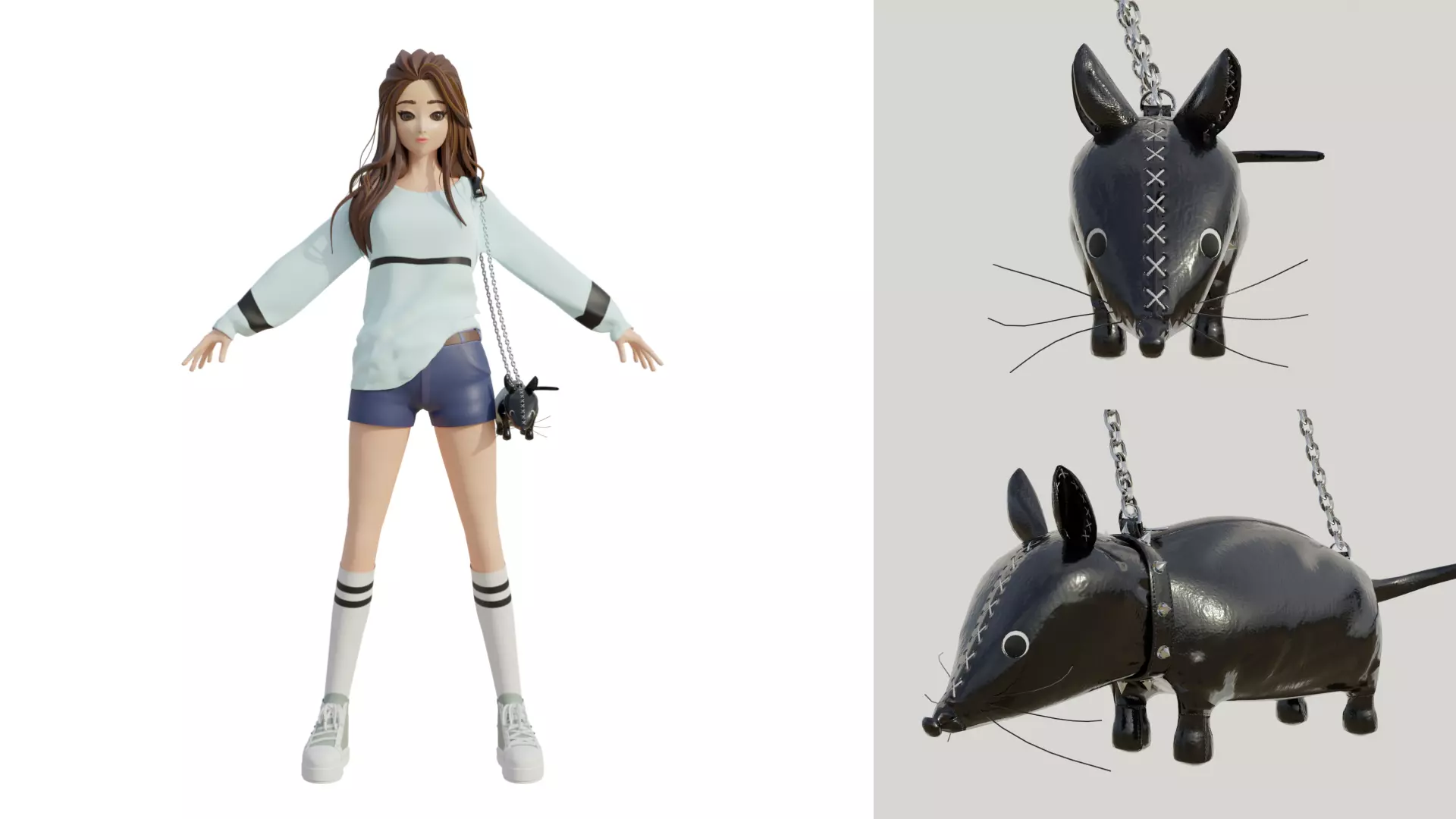 Cute black bag v12 no character 3D model_0