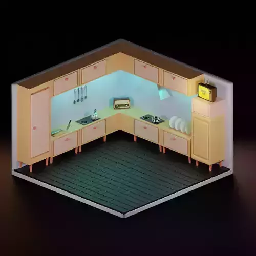 Kitchen Low-poly 3D model