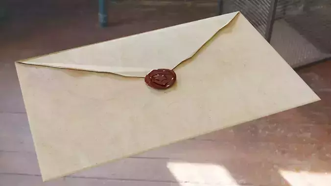 Old letter low poly game-ready PBR