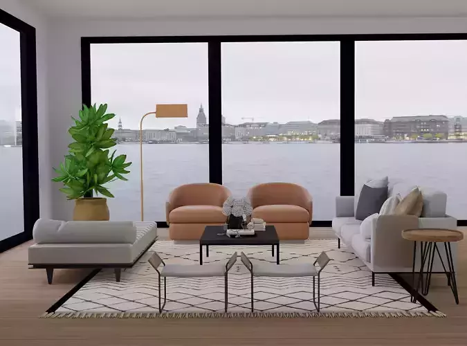 Living Room 2 Blender Scene