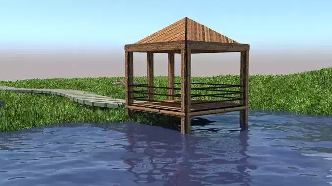 wooden gazebo Free 3D model