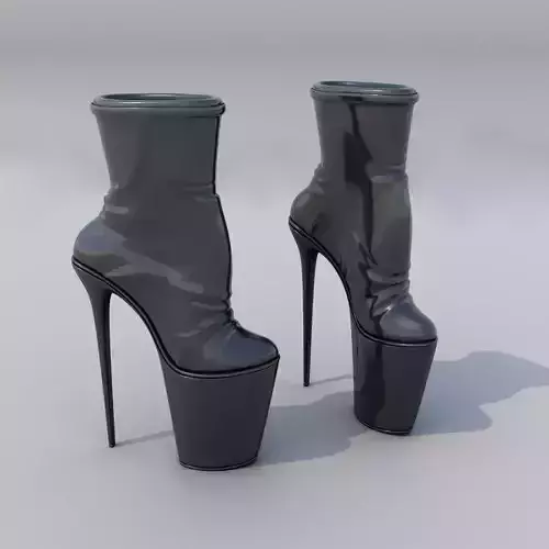 Tight Latex Platform High Heel Boot  3D model