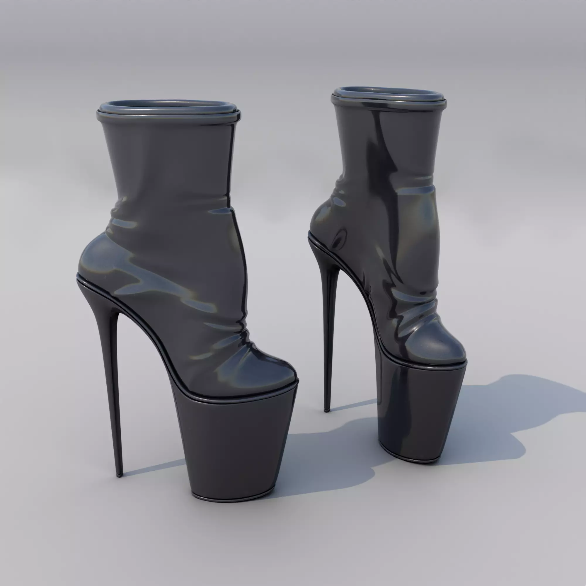 Tight Latex Platform High Heel Boot 3D model