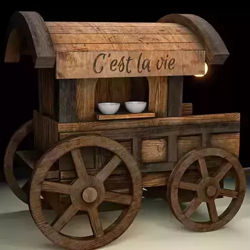 Carriage wooden cart with lights