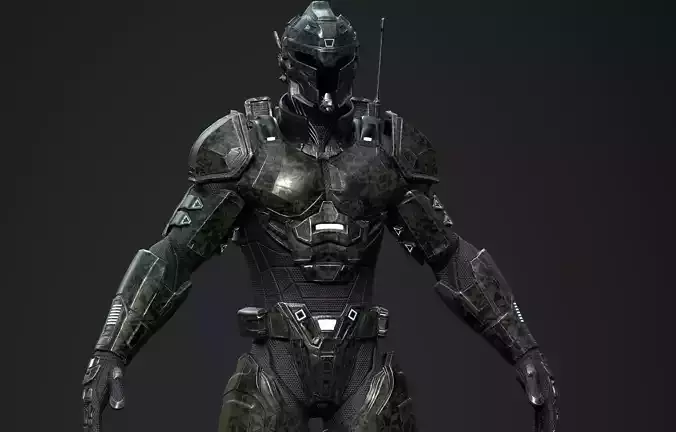 Sci-fi Super Soldier - UE4 Skeleton   Low-poly 3D model