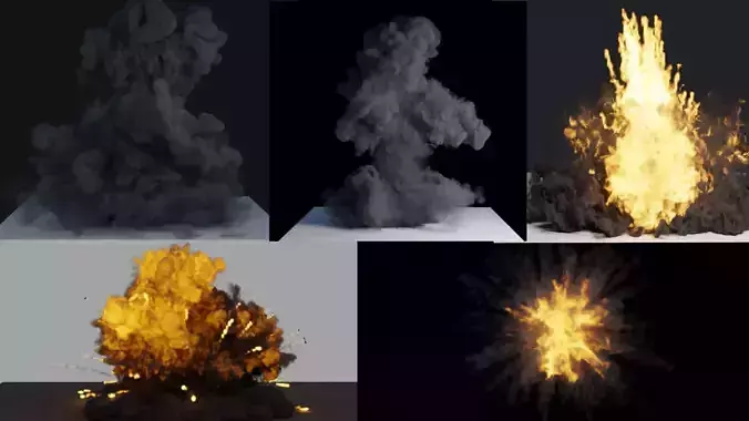 Volumetric Explosion Asset Pack - 5 Simulations 3D model
