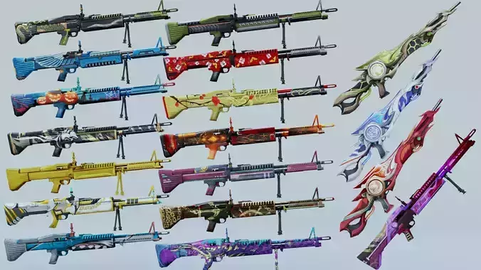 M60 Rifle Game Weapon 18x 3D model