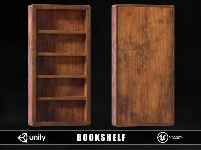 Bookshelf Low-poly 3D model