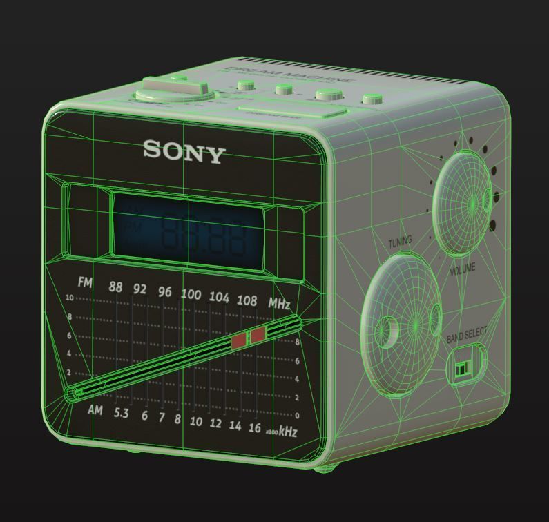 SONY Dream Machine Alarm Clock Low-poly 3D model_8