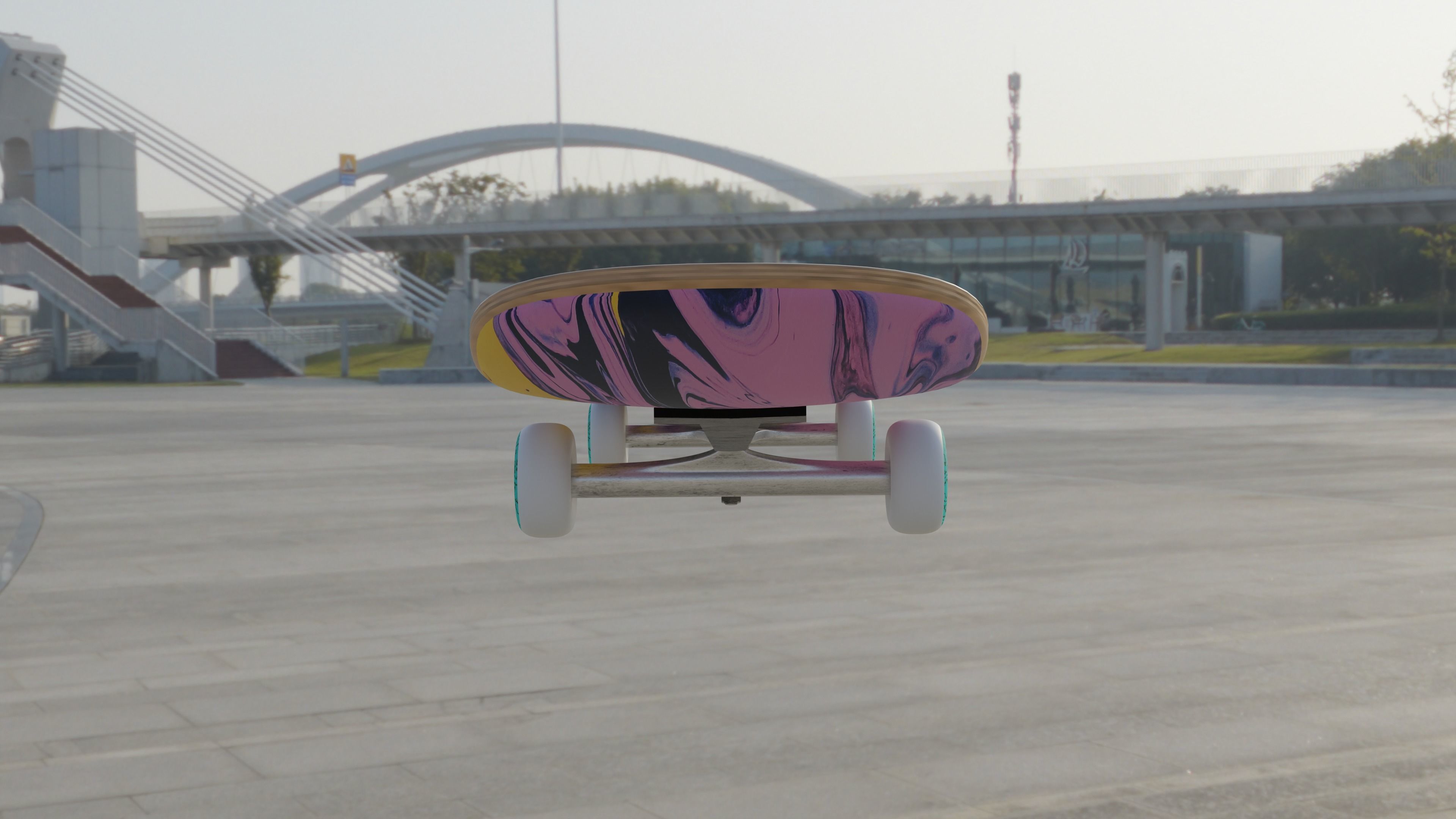 Skateboard 3D Model in street 3D model_4