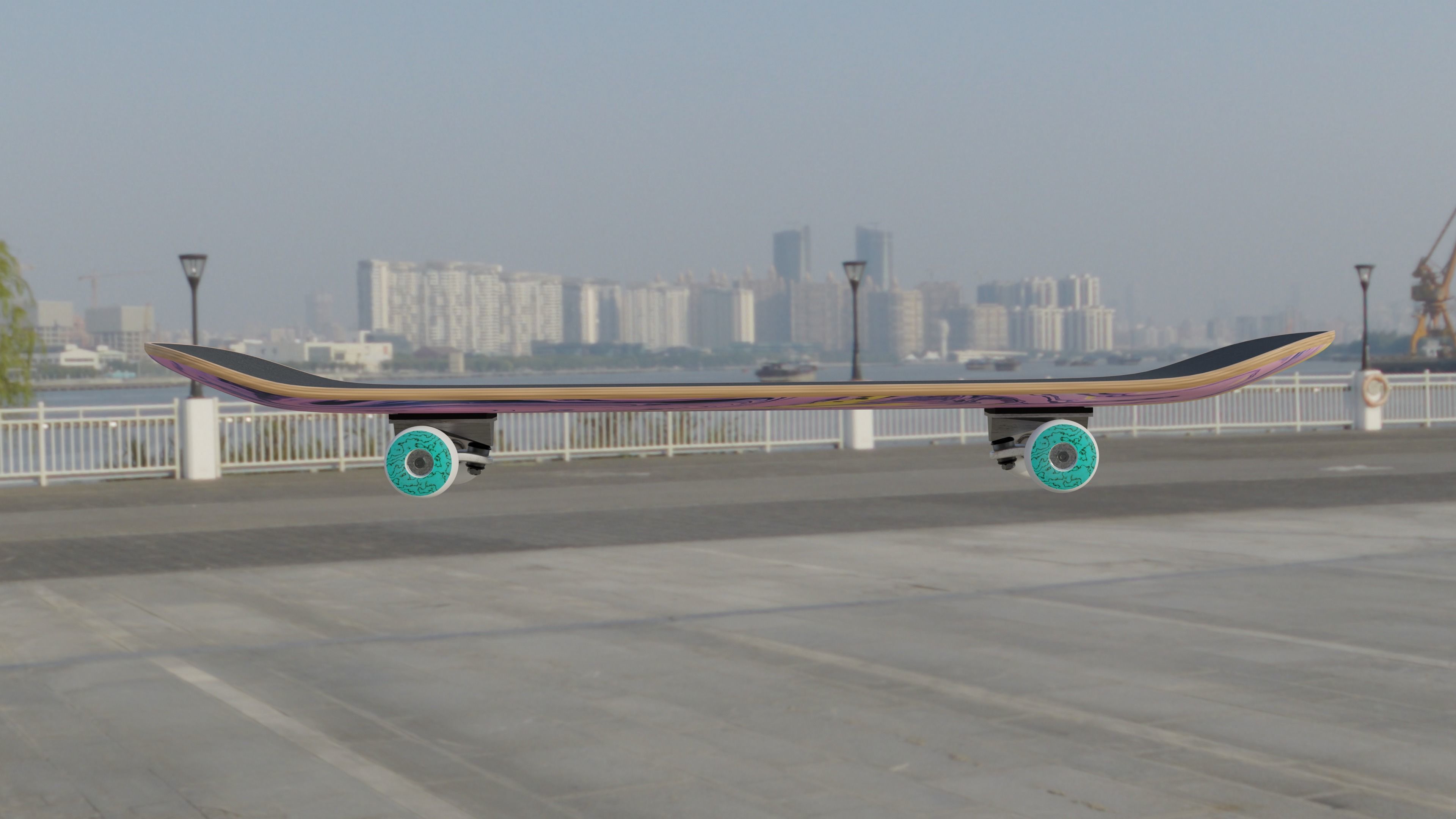 Skateboard 3D Model in street 3D model_3