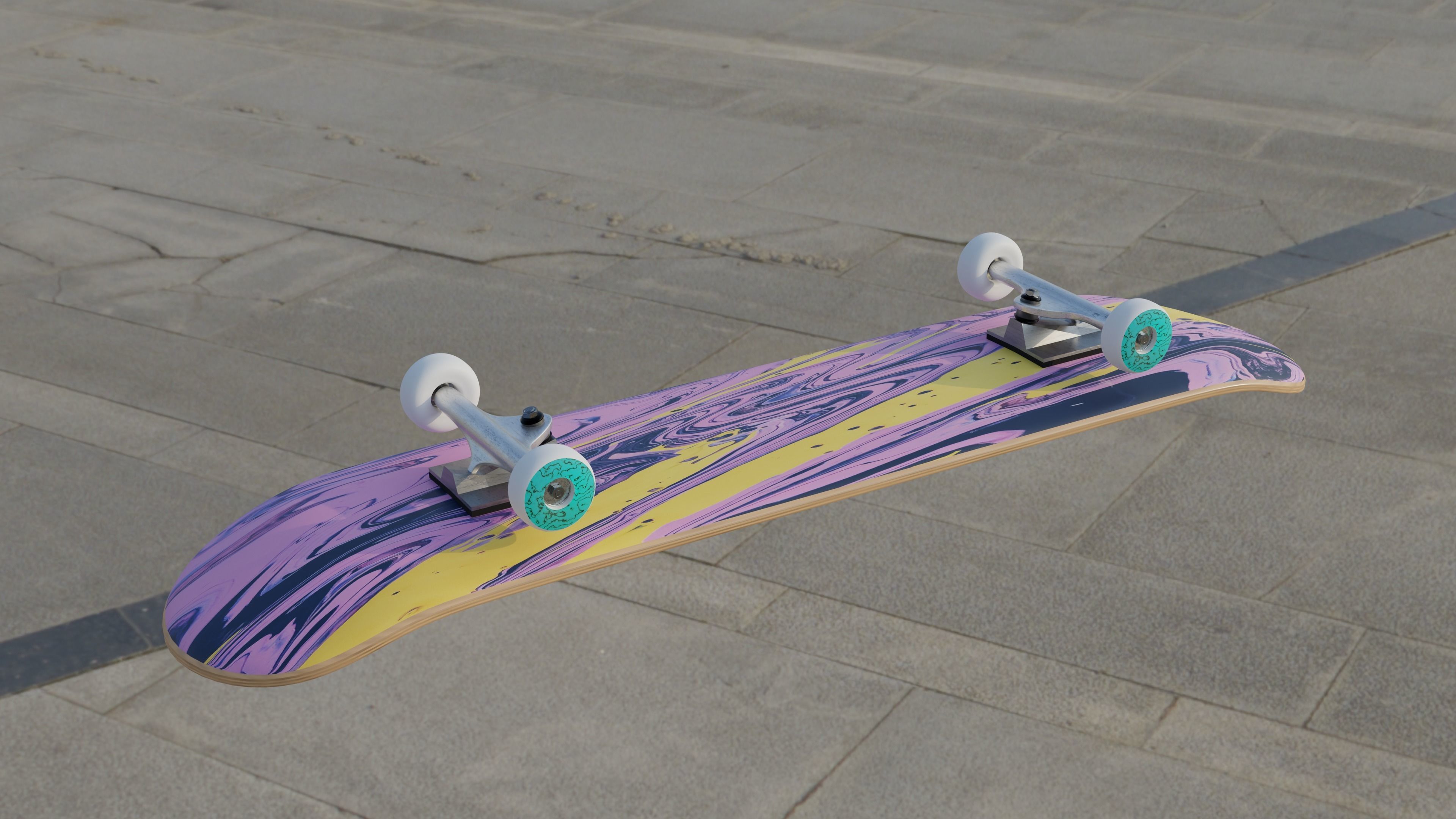 Skateboard 3D Model in street 3D model_2