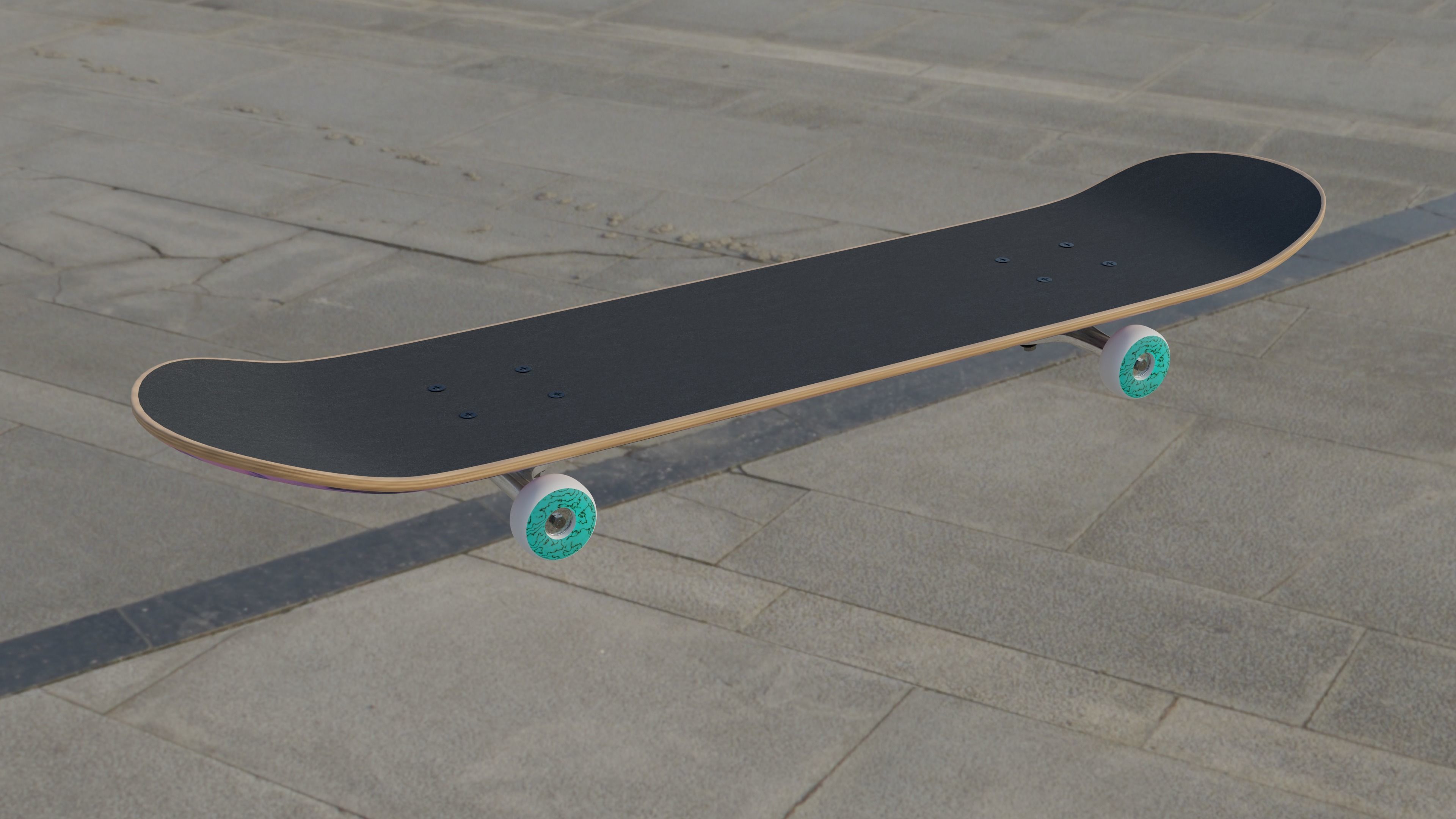 Skateboard 3D Model in street 3D model_1