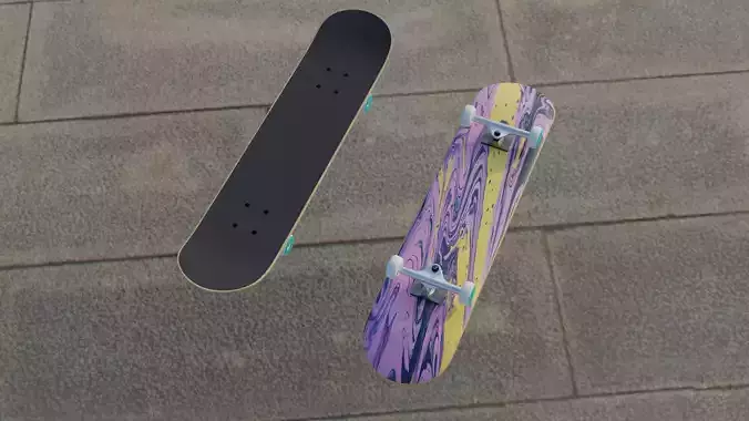 Skateboard 3D Model in street