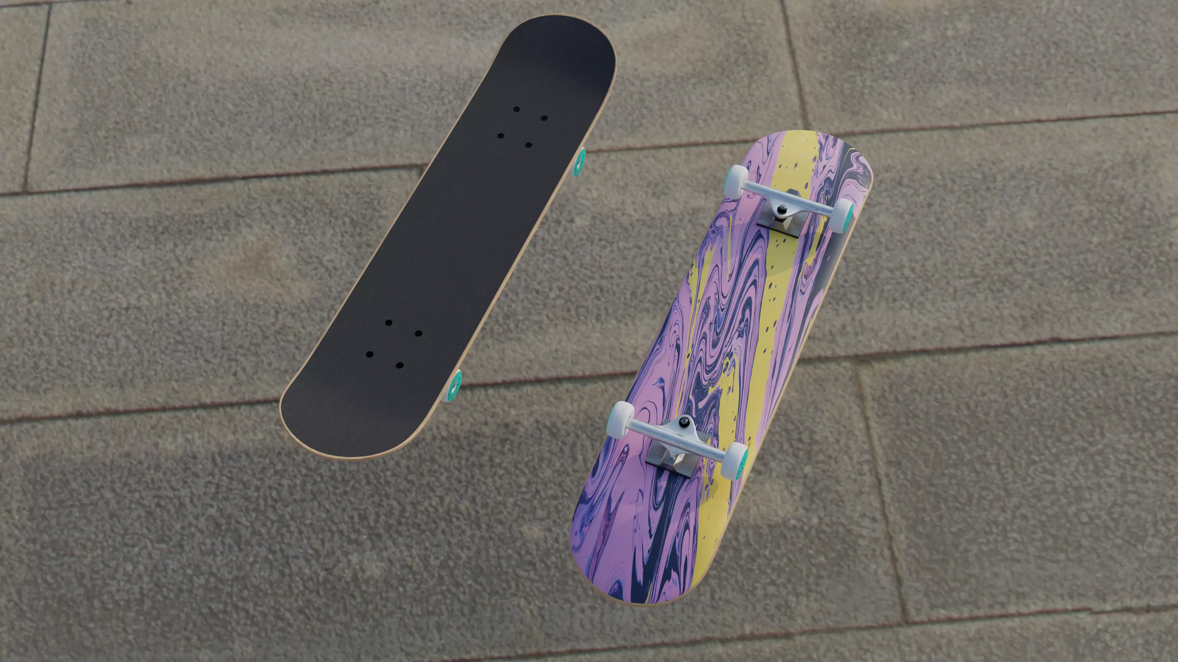 Skateboard 3D Model in street 3D model_0
