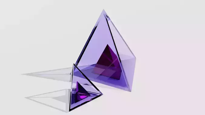 Decoration two glass triangles