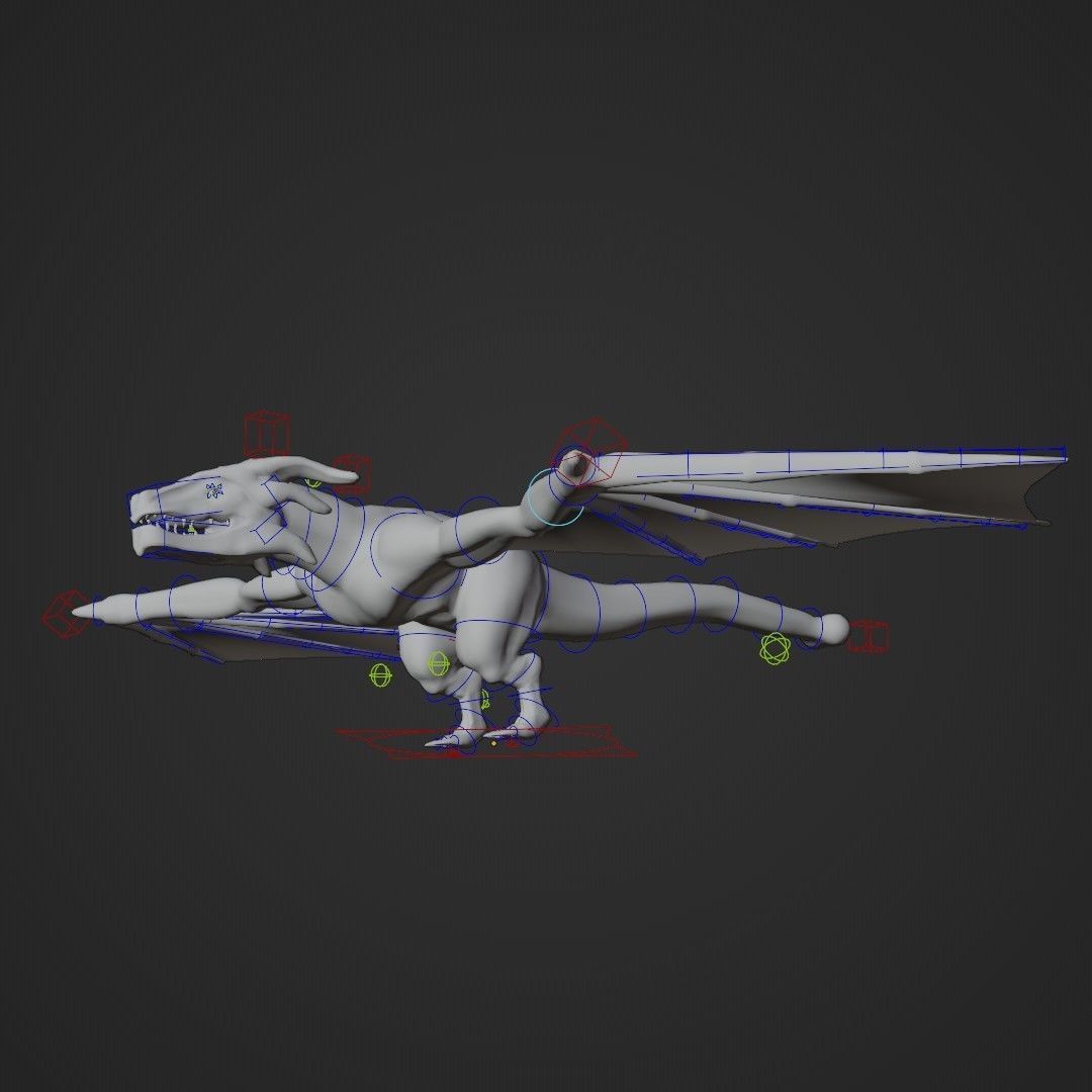 Wyvern asset - rigged Low-poly 3D model_4