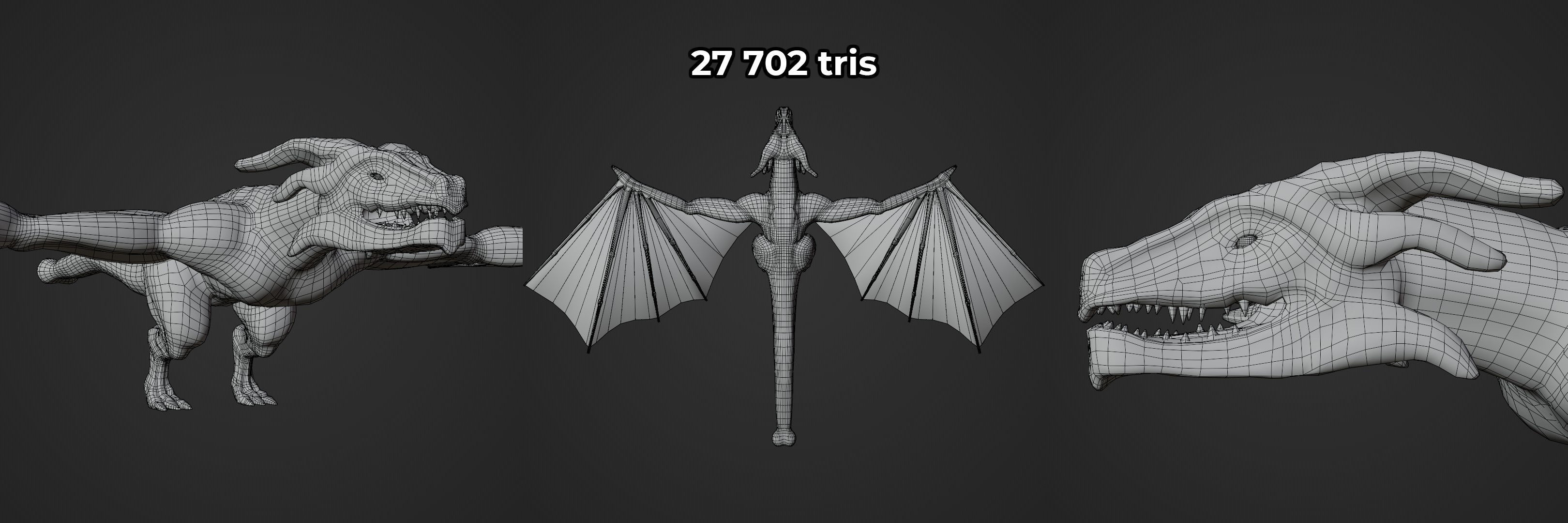 Wyvern asset - rigged Low-poly 3D model_23