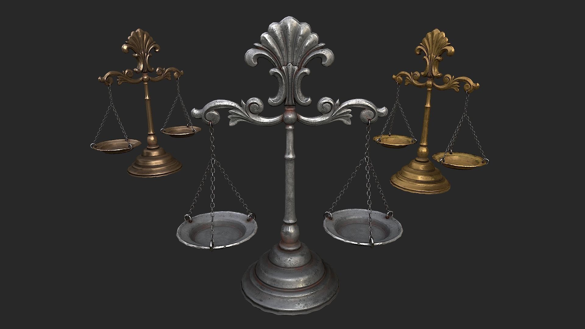 Balance Scales Low-poly 3D model_5
