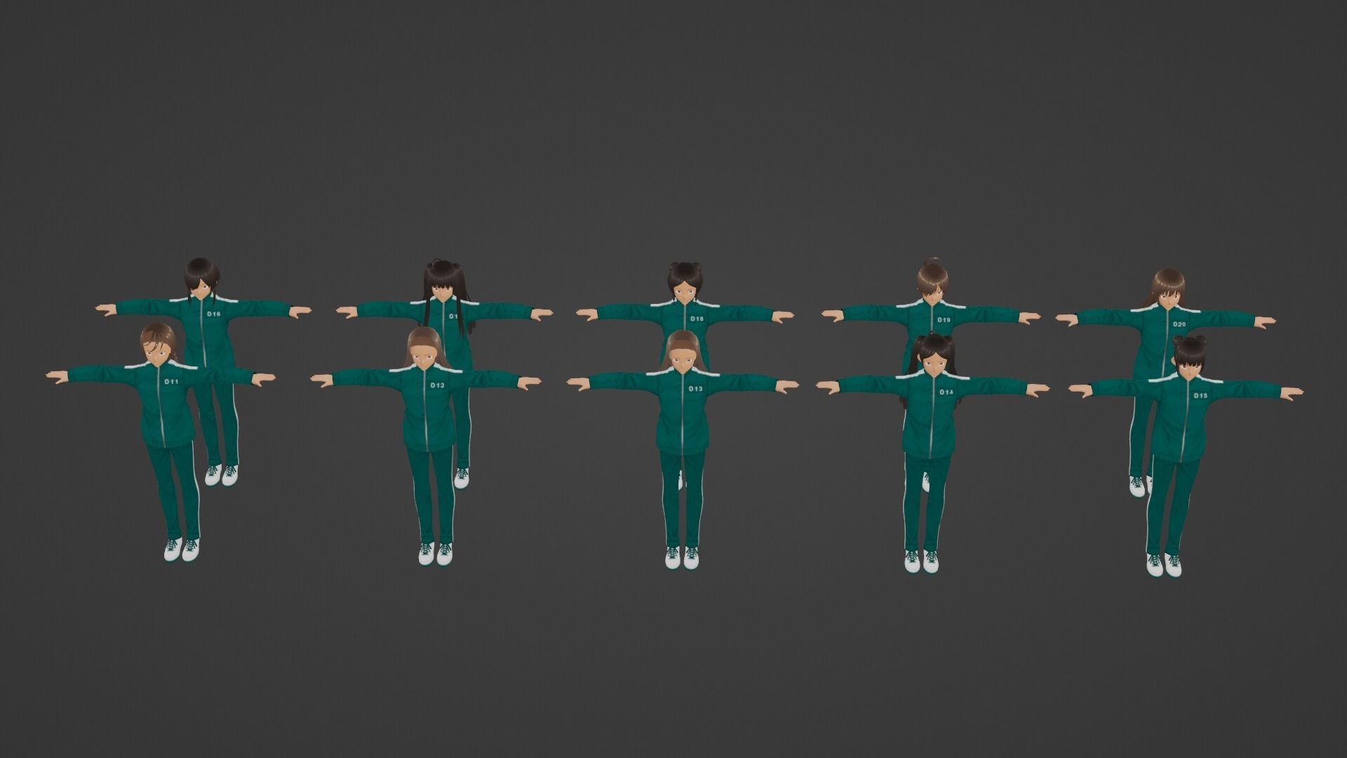 Squid Game - Player - 10 People Low-poly 3D model_1