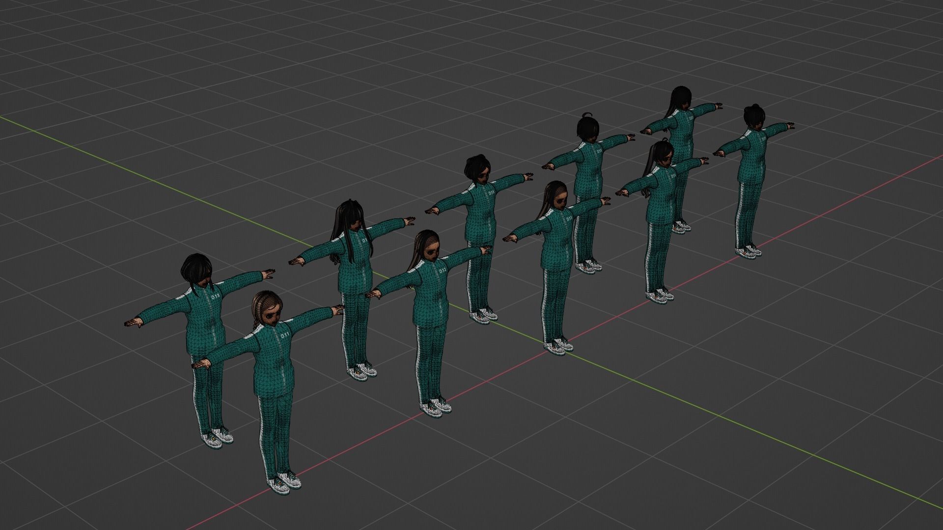 Squid Game - Player - 10 People Low-poly 3D model_6