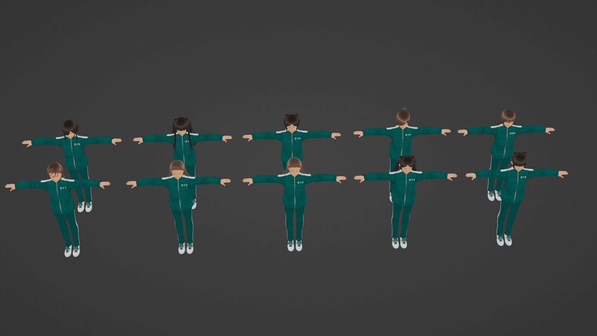 Squid Game - Player - 10 People Low-poly 3D model_3