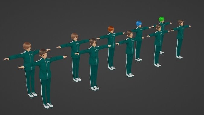 Squid Game - Player - 10 People Low-poly 3D model