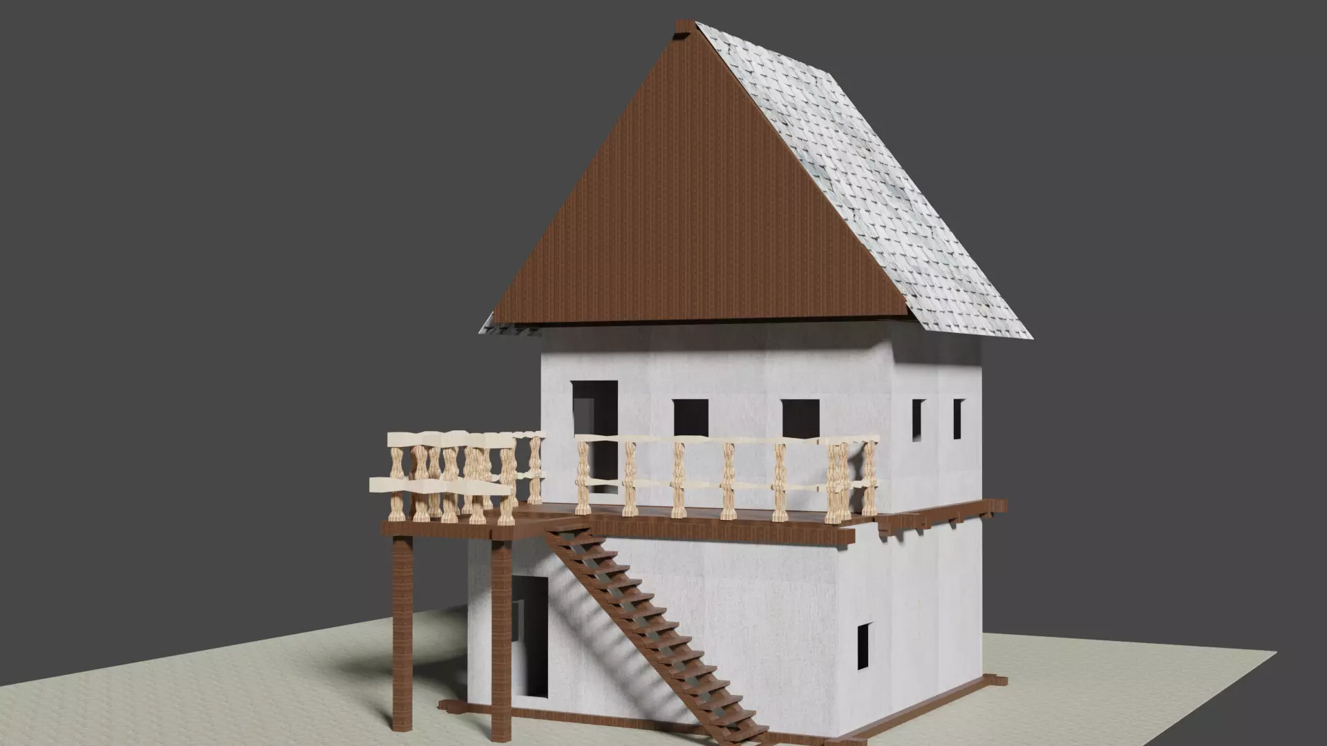 Medieval LowPoly House Free 3D model