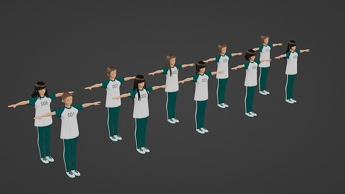 Squid Game - Player - 10 People Low-poly 3D model