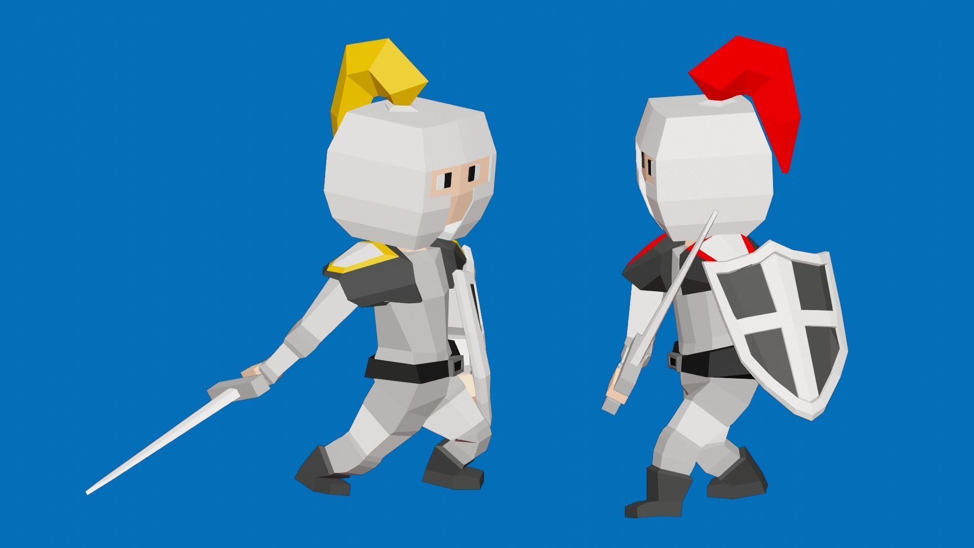 Low Poly Knight holding sword Low-poly 3D model_8