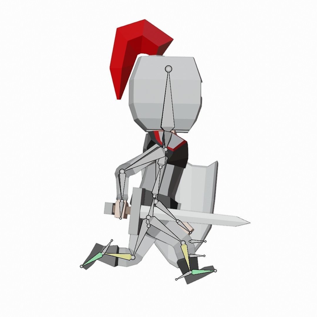 Low Poly Knight holding sword Low-poly 3D model_14