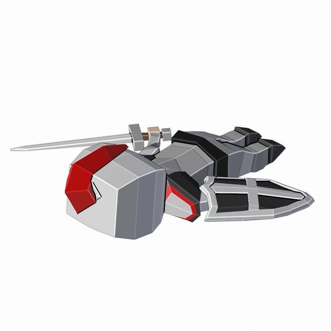 Low Poly Knight holding sword Low-poly 3D model_17