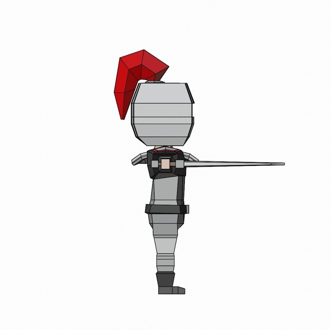 Low Poly Knight holding sword Low-poly 3D model_12
