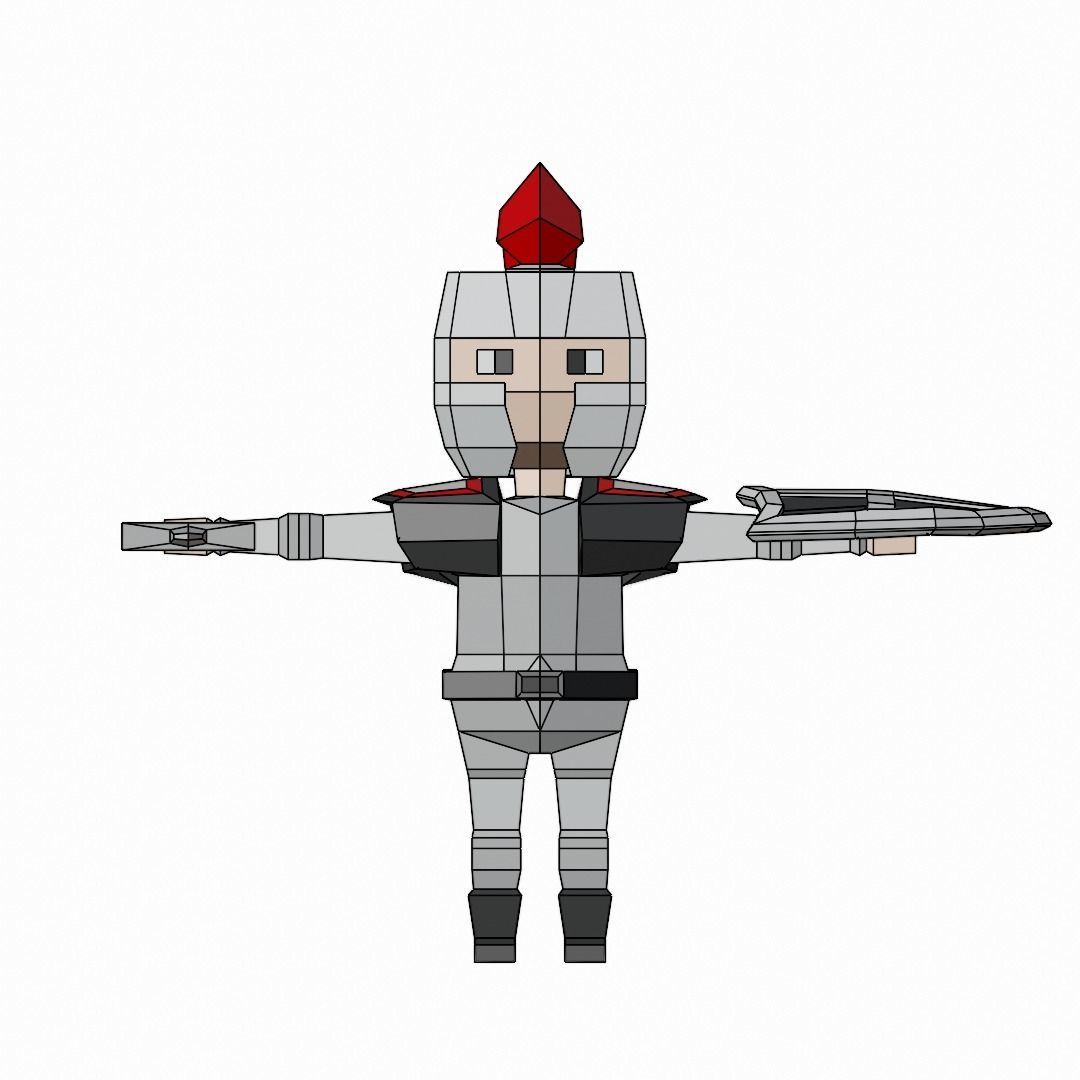 Low Poly Knight holding sword Low-poly 3D model_9