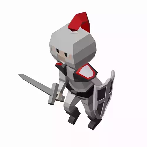 Low Poly Knight holding sword